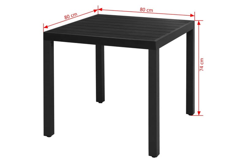 Puutarhapöytä musta 80x80x74 cm alumiini ja WPC - Musta - Puutarhakalusteet - Terassipöydät - Ruokapöytä terassille