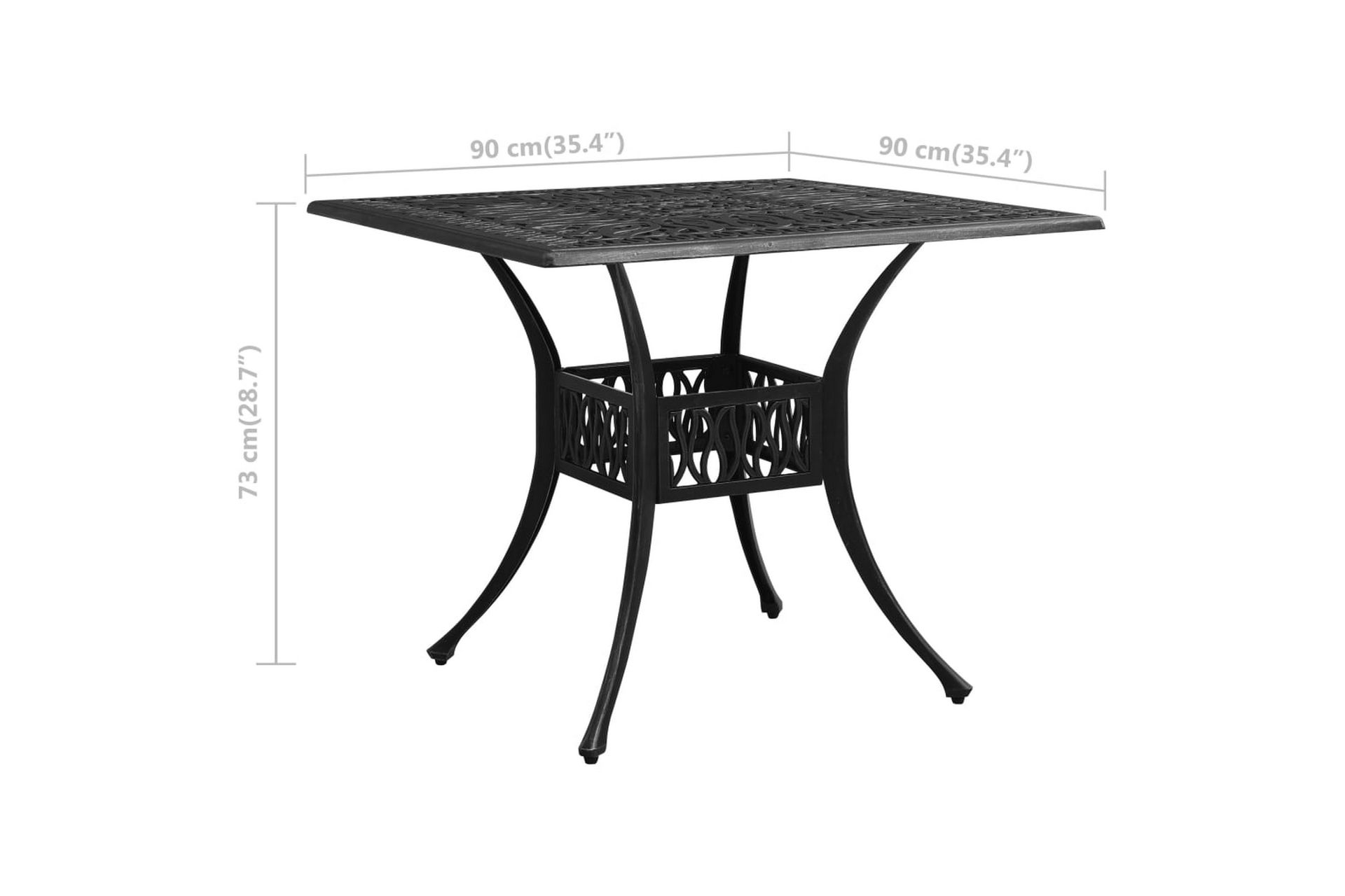Puutarhapöytä musta 90x90x73 cm valualumiini - Puutarhakalusteet - Terassipöydät - Ruokapöytä terassille