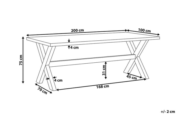 Puutarhapöytä Olbia 200 x 100 cm Valkoinen - Valkoinen - Puutarhakalusteet - Terassipöydät - Ruokapöytä terassille