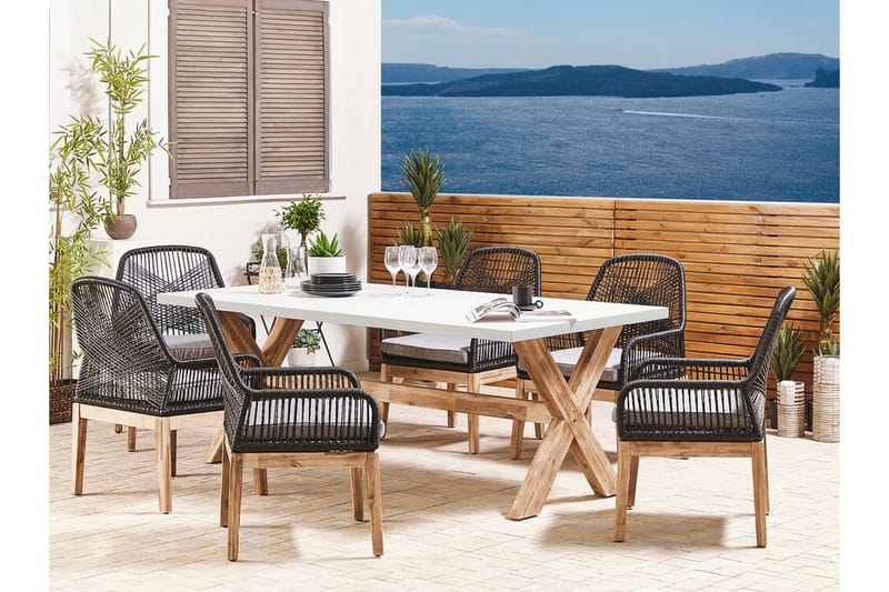 Puutarhapöytä Olbia 200 x 100 cm Valkoinen - Valkoinen - Puutarhakalusteet - Terassipöydät - Ruokapöytä terassille