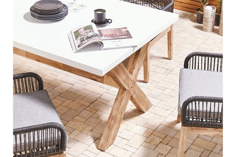 Puutarhapöytä Olbia 200 x 100 cm Valkoinen - Valkoinen - Puutarhakalusteet - Terassipöydät - Ruokapöytä terassille