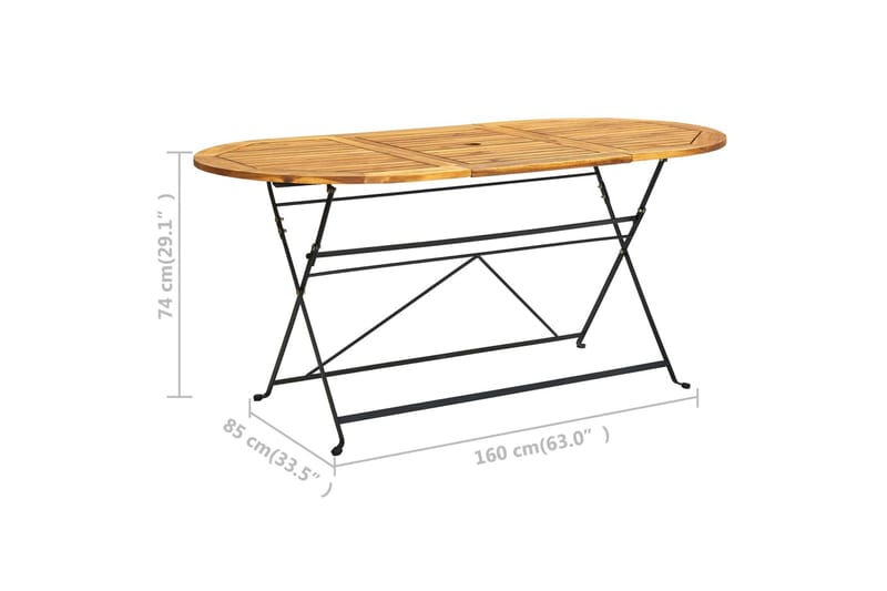 Puutarhapöytä ovaali 160x85x74 cm täysi akaasiapuu - Puutarhakalusteet - Terassipöydät - Ruokapöytä terassille
