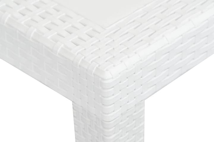 Puutarhapöytä rottinkityylinen muovi 150x90x72 cm valkoinen - Valkoinen - Ruokapöytä terassille