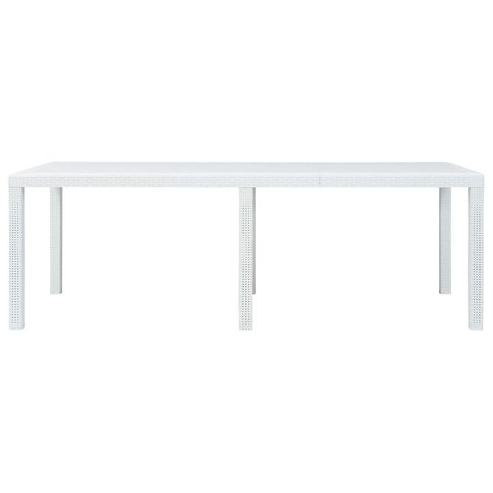 Puutarhapöytä rottinkityylinen muovi 220x90x72 cm valkoinen - Valkoinen - Ruokapöytä terassille
