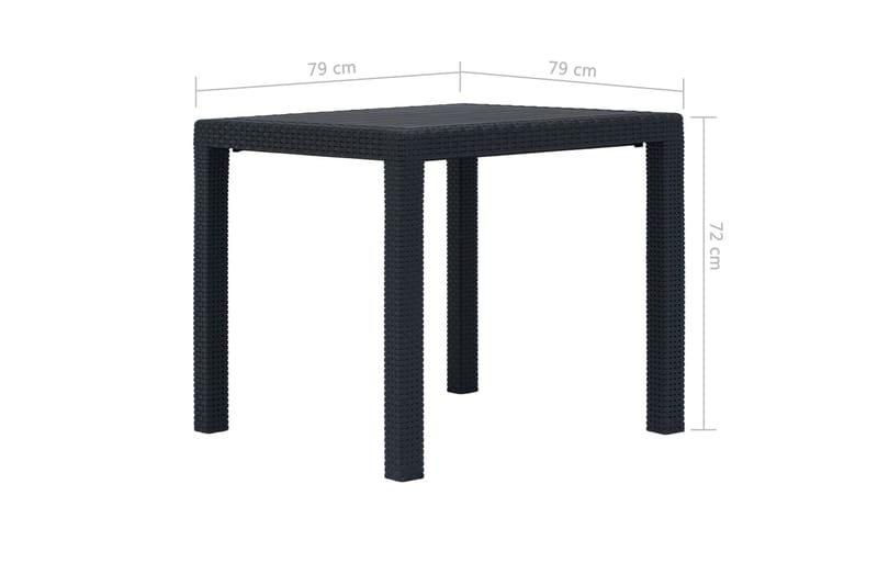 Puutarhapöytä rottinkityylinen muovi 79x79x72 cm antrasiitti - Antrasiitti - Puutarhakalusteet - Terassipöydät - Ruokapöytä terassille