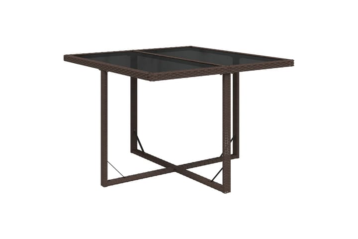 Puutarhapöytä ruskea 109x107x74 cm polyrottinki ja lasi - Ruskea - Ruokapöytä terassille