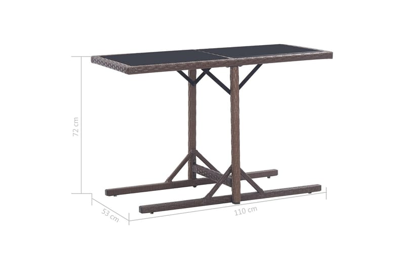 Puutarhapöytä ruskea 110x53x72 cm lasi ja polyrottinki - Ruskea - Puutarhakalusteet - Terassipöydät - Ruokapöytä terassille