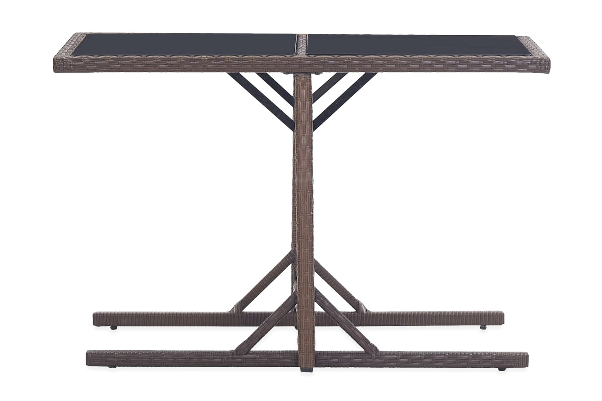Puutarhapöytä ruskea 110x53x72 cm lasi ja polyrottinki - Ruskea - Puutarhakalusteet - Terassipöydät - Ruokapöytä terassille