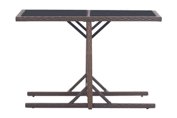 Puutarhapöytä ruskea 110x53x72 cm lasi ja polyrottinki - Ruskea - Puutarhakalusteet - Terassipöydät - Ruokapöytä terassille