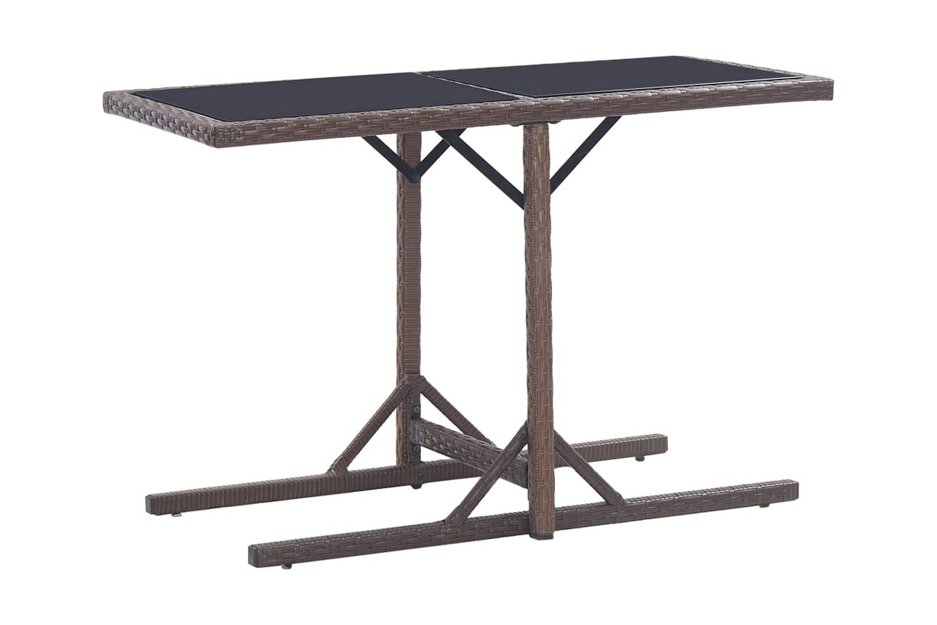 Puutarhapöytä ruskea 110x53x72 cm lasi ja polyrottinki - Ruskea - Puutarhakalusteet - Terassipöydät - Ruokapöytä terassille