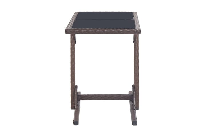 Puutarhapöytä ruskea 110x53x72 cm lasi ja polyrottinki - Ruskea - Ruokapöytä terassille