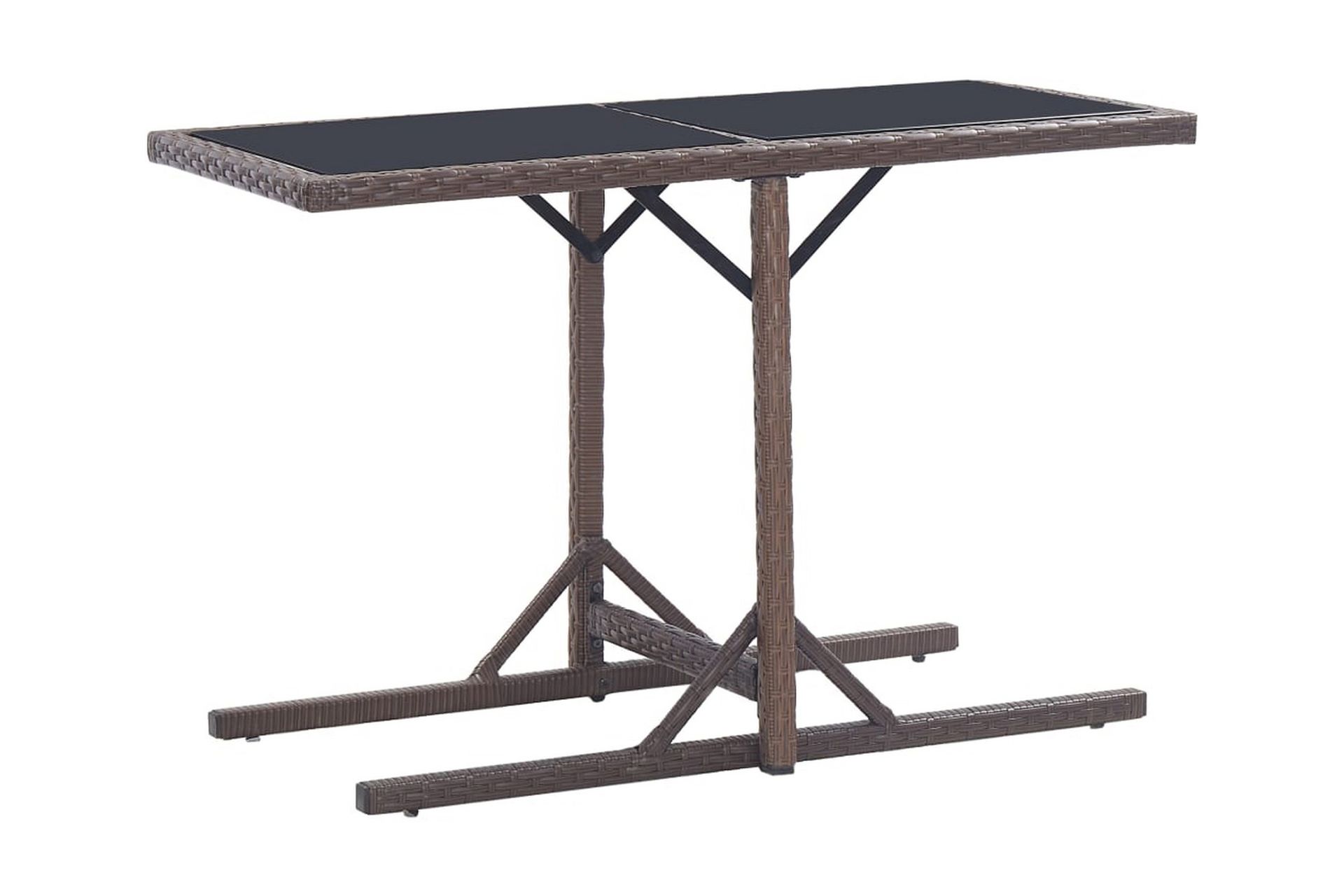 Puutarhapöytä ruskea 110x53x72 cm lasi ja polyrottinki - Ruskea - Puutarhakalusteet - Terassipöydät - Ruokapöytä terassille