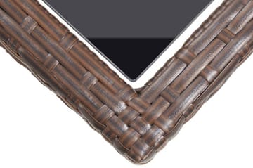 Puutarhapöytä ruskea 110x53x72 cm lasi ja polyrottinki - Ruskea - Puutarhakalusteet - Terassipöydät - Ruokapöytä terassille