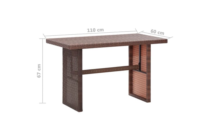 Puutarhapöytä ruskea 110x60x67 cm polyrottinki - Ruskea - Ruokapöytä terassille