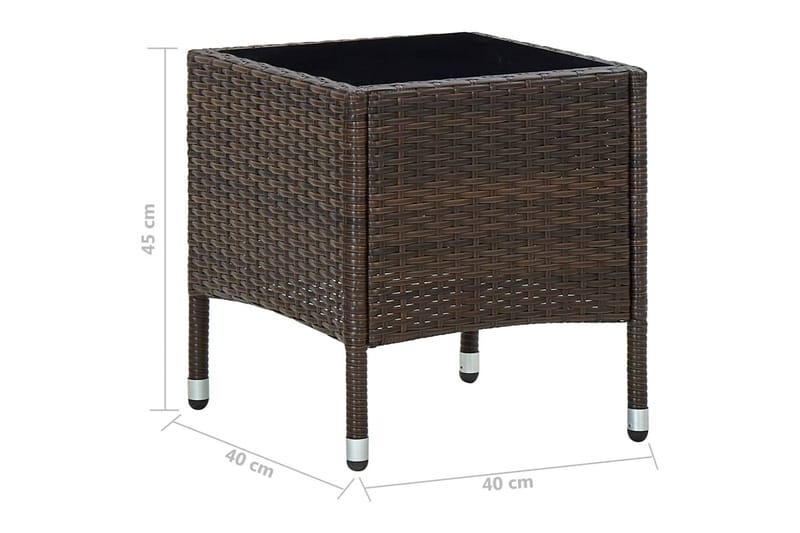 Puutarhapöytä ruskea 40x40x45 cm polyrottinki - Ruskea - Puutarhakalusteet - Terassipöydät - Ruokapöytä terassille