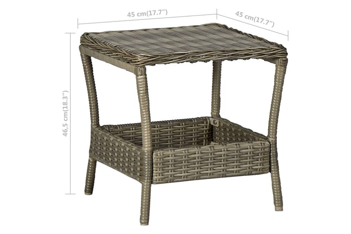 Puutarhapöytä ruskea 45x45x46,5 cm polyrottinki - Ruokapöytä terassille