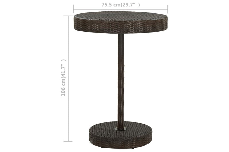 Puutarhapöytä ruskea 75,5x106 cm polyrottinki - Puutarhakalusteet - Terassipöydät - Ruokapöytä terassille