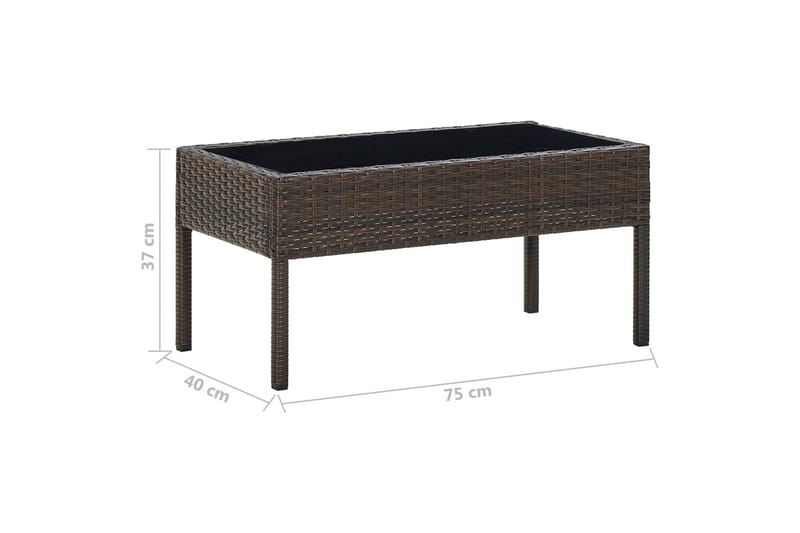 Puutarhapöytä ruskea 75x40x37 cm polyrottinki - Ruskea - Puutarhakalusteet - Terassipöydät - Ruokapöytä terassille