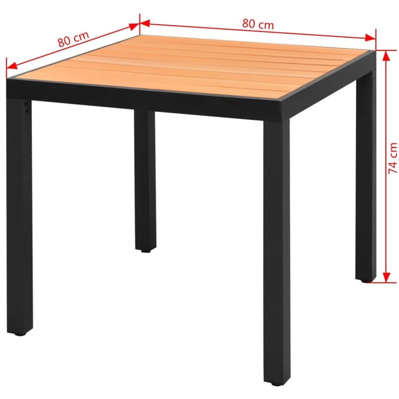 Puutarhapöytä ruskea 80x80x74 cm alumiini ja WPC - Ruskea - Puutarhakalusteet - Terassipöydät - Ruokapöytä terassille
