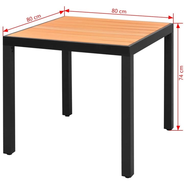 Puutarhapöytä ruskea 80x80x74 cm alumiini ja WPC - Ruskea - Ruokapöytä terassille