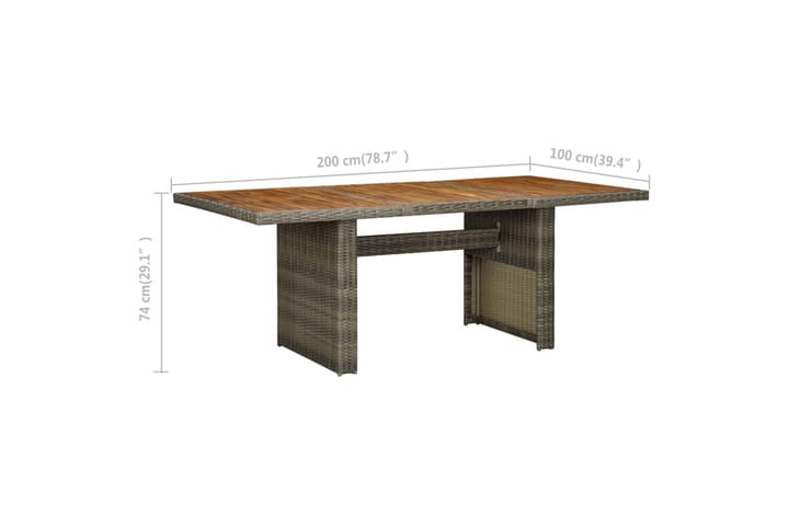 Puutarhapöytä ruskea polyrottinki ja täysi akaasiapuu - Ruskea - Ruokapöytä terassille