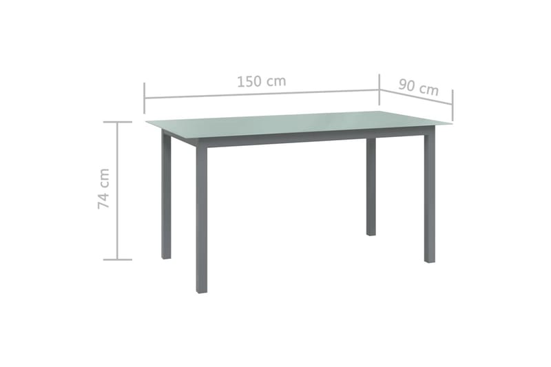 Puutarhapöytä vaaleanharmaa 150x90x74 cm alumiini ja lasi - Harmaa - Puutarhakalusteet - Terassipöydät - Ruokapöytä terassille