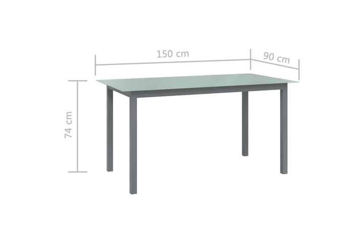 Puutarhapöytä vaaleanharmaa 150x90x74 cm alumiini ja lasi - Harmaa - Ruokapöytä terassille