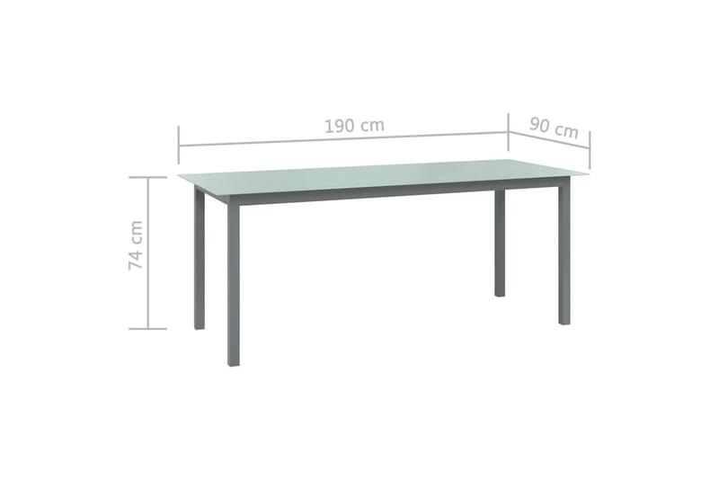 Puutarhapöytä vaaleanharmaa 190x90x74 cm alumiini ja lasi - Harmaa - Puutarhakalusteet - Terassipöydät - Ruokapöytä terassille