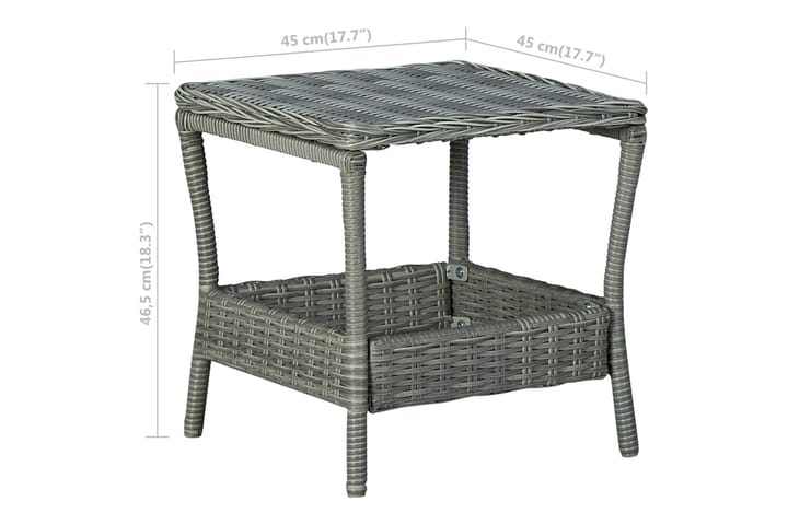Puutarhapöytä vaaleanharmaa 45x45x46,5 cm polyrottinki - Ruokapöytä terassille