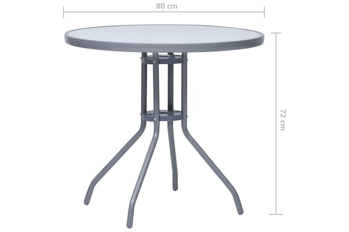 Puutarhapöytä vaaleanharmaa 80 cm teräs ja lasi - Harmaa - Ruokapöytä terassille