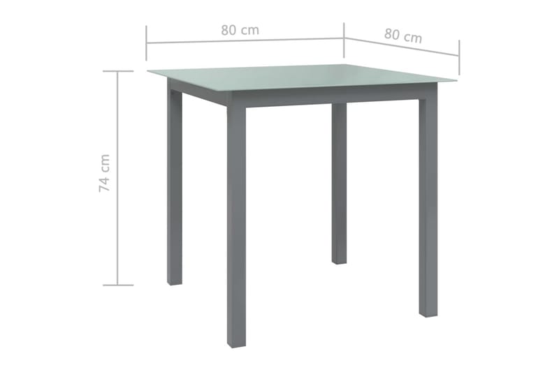 Puutarhapöytä vaaleanharmaa 80x80x74 cm alumiini ja lasi - Harmaa - Puutarhakalusteet - Terassipöydät - Ruokapöytä terassille
