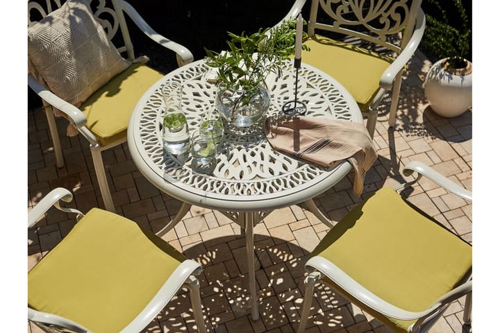 Puutarhapöytä Pyöreä 90 cm Valkoinen ANCONA - Valkoinen - Ruokapöytä terassille