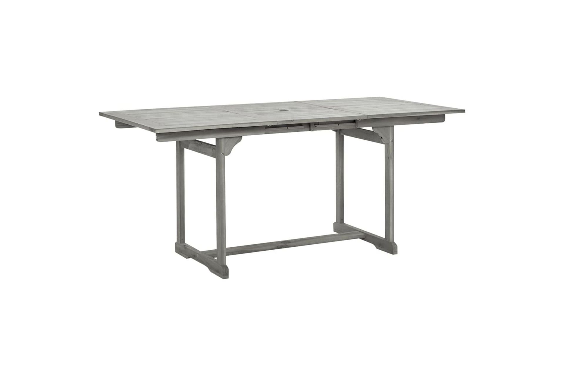 Puutarharuokapöytä (120-170)x80x75 cm täysi akaasiapuu - Harmaa - Puutarhakalusteet - Terassipöydät - Ruokapöytä terassille