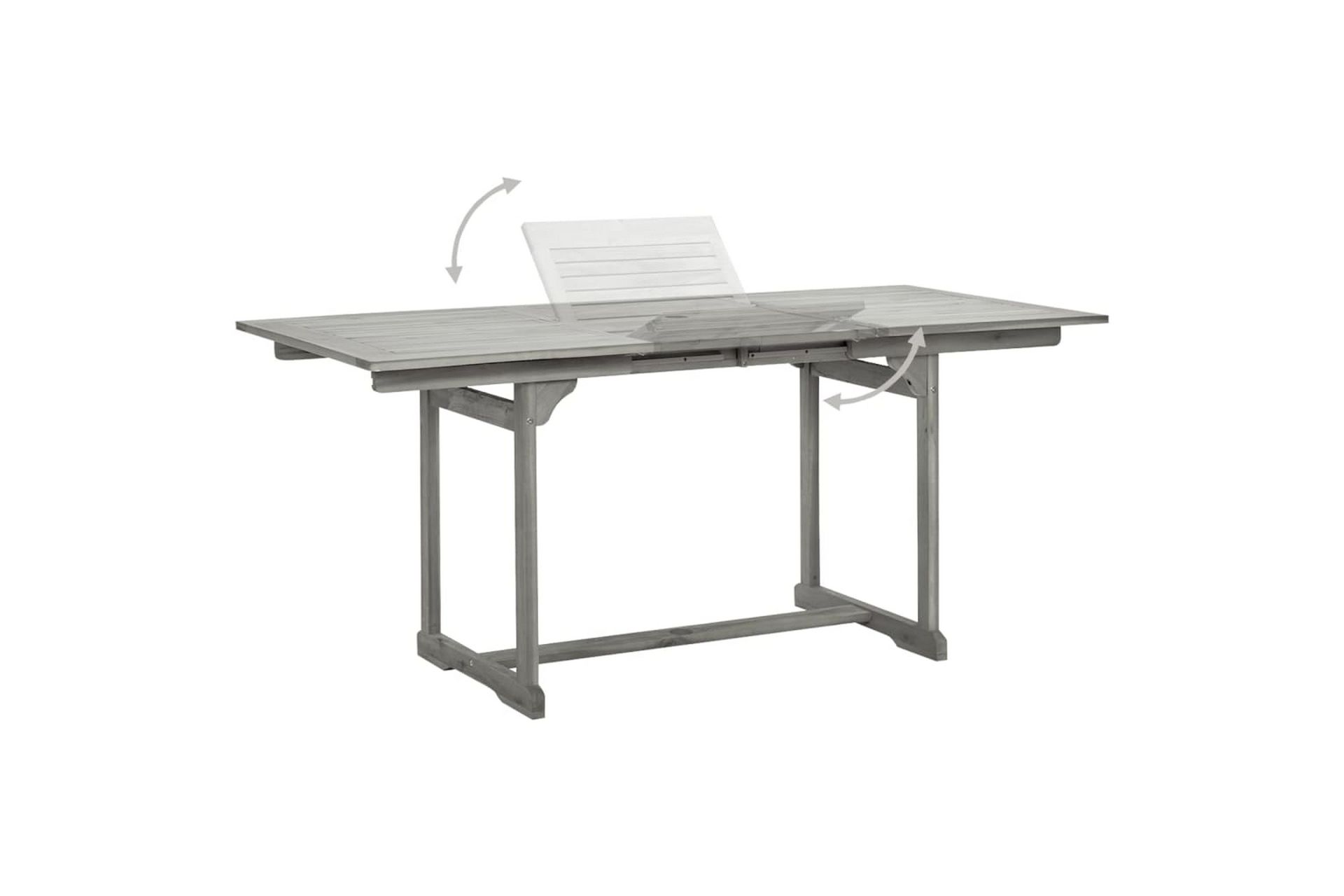 Puutarharuokapöytä (120-170)x80x75 cm täysi akaasiapuu - Harmaa - Puutarhakalusteet - Terassipöydät - Ruokapöytä terassille