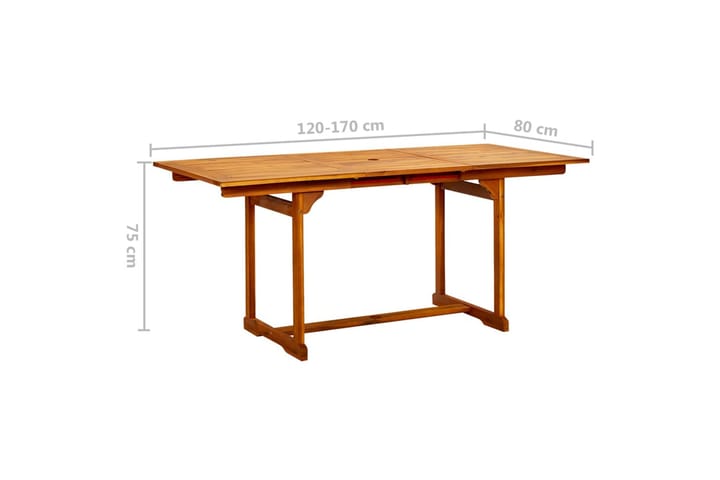 Puutarharuokapöytä (120-170)x80x75 cm täysi akaasiapuu - Ruokapöytä terassille