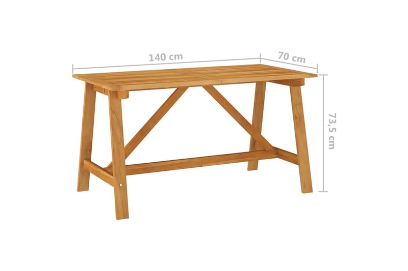 Puutarharuokapöytä 140x70x73,5 cm täysi akaasiapuu - Puutarhakalusteet - Terassipöydät - Ruokapöytä terassille
