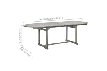 Puutarharuokapöytä (160-240)x100x75 cm täysi akaasiapuu - Harmaa - Puutarhakalusteet - Terassipöydät - Ruokapöytä terassille
