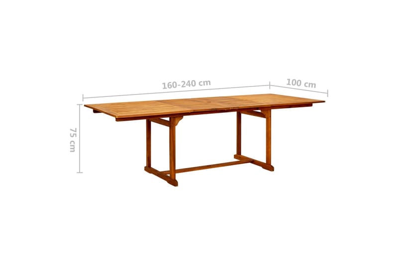Puutarharuokapöytä (160-240)x100x75 cm täysi akaasiapuu - Puutarhakalusteet - Terassipöydät - Ruokapöytä terassille