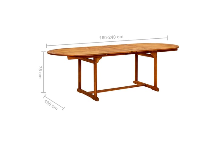 Puutarharuokapöytä (160-240)x100x75 cm täysi akaasiapuu - Ruokapöytä terassille