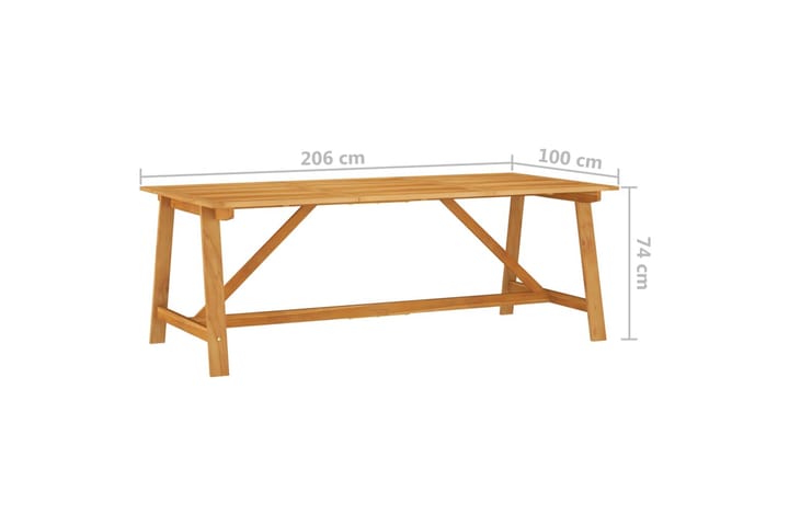 Puutarharuokapöytä 206x100x74 cm täysi akaasiapuu - Ruokapöytä terassille
