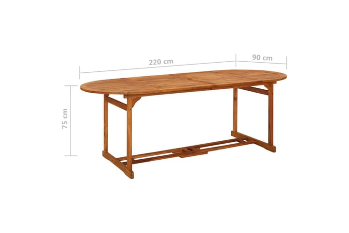 Puutarharuokapöytä 220x90x75 cm täysi akaasiapuu - Ruskea - Ruokapöytä terassille