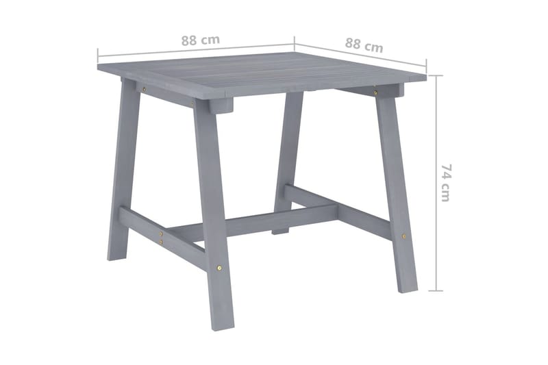 Puutarharuokapöytä harmaa 88x88x74 cm täysi akaasiapuu - Puutarhakalusteet - Terassipöydät - Ruokapöytä terassille