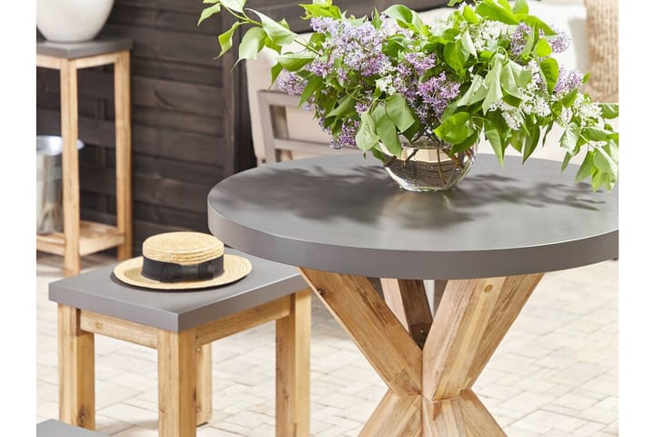 Pyöreä Puutarhapöytä Betoniefekti 90 cm OLBIA - Harmaa - Ruokapöytä terassille