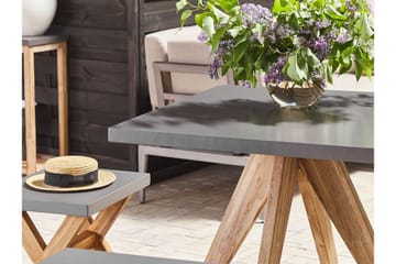 Pyöreä Puutarhapöytä Betoniefekti 90 c 90 cm OLBIA - Harmaa - Puutarhakalusteet - Terassipöydät - Ruokapöytä terassille