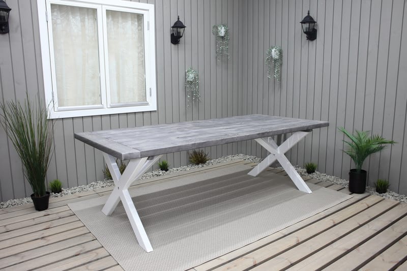 Ruokapöytä Hains 220 cm - Musta/Harmaa/Valkoinen - Puutarhakalusteet - Terassipöydät - Ruokapöytä terassille