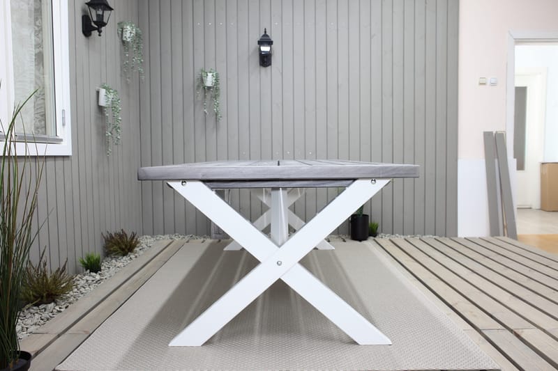 Ruokapöytä Hains 220 cm - Musta/Harmaa/Valkoinen - Puutarhakalusteet - Terassipöydät - Ruokapöytä terassille