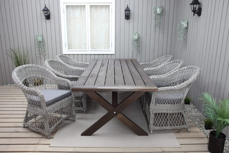 Ruokapöytä Hains 220 cm - Ruskea - Puutarhakalusteet - Terassipöydät - Ruokapöytä terassille