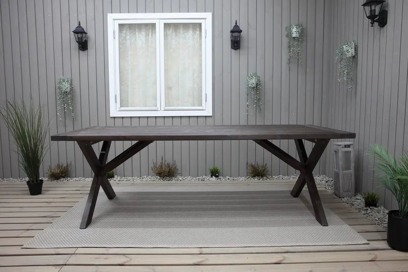 Ruokapöytä Hains 220 cm - Ruskea - Puutarhakalusteet - Terassipöydät - Ruokapöytä terassille