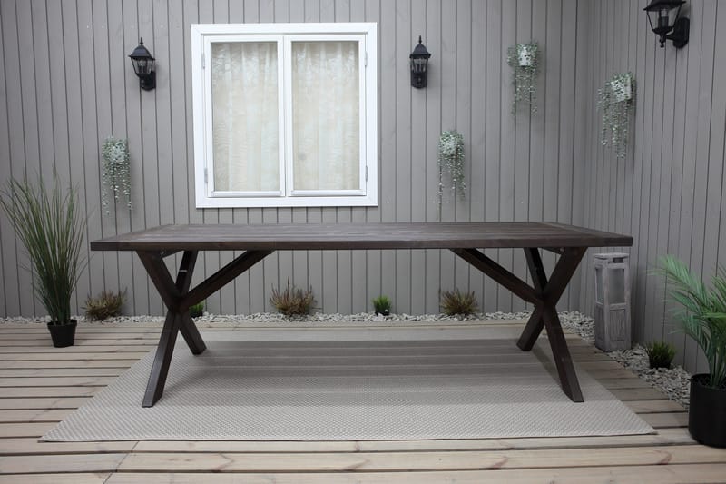 Ruokapöytä Hains 220 cm - Ruskea - Puutarhakalusteet - Terassipöydät - Ruokapöytä terassille