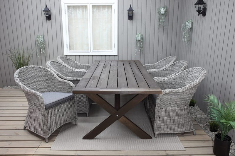 Ruokapöytä Hains 220 cm - Ruskea - Puutarhakalusteet - Terassipöydät - Ruokapöytä terassille